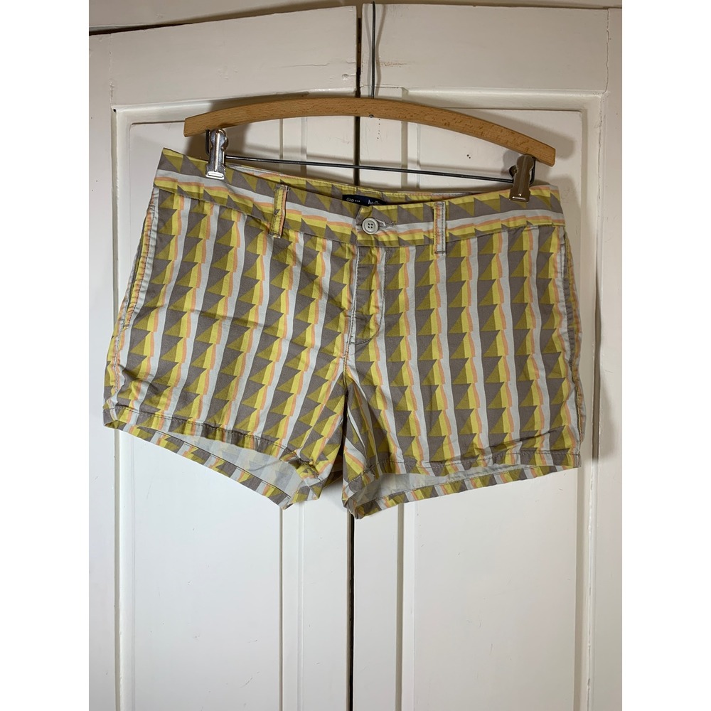 Gap Hadley Women 10 Geometric Triangle Print Cotton Twill Shorts Yellow Orange